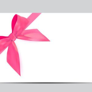 blank gift card template with pink bow and ribbon. vector illustration for your business